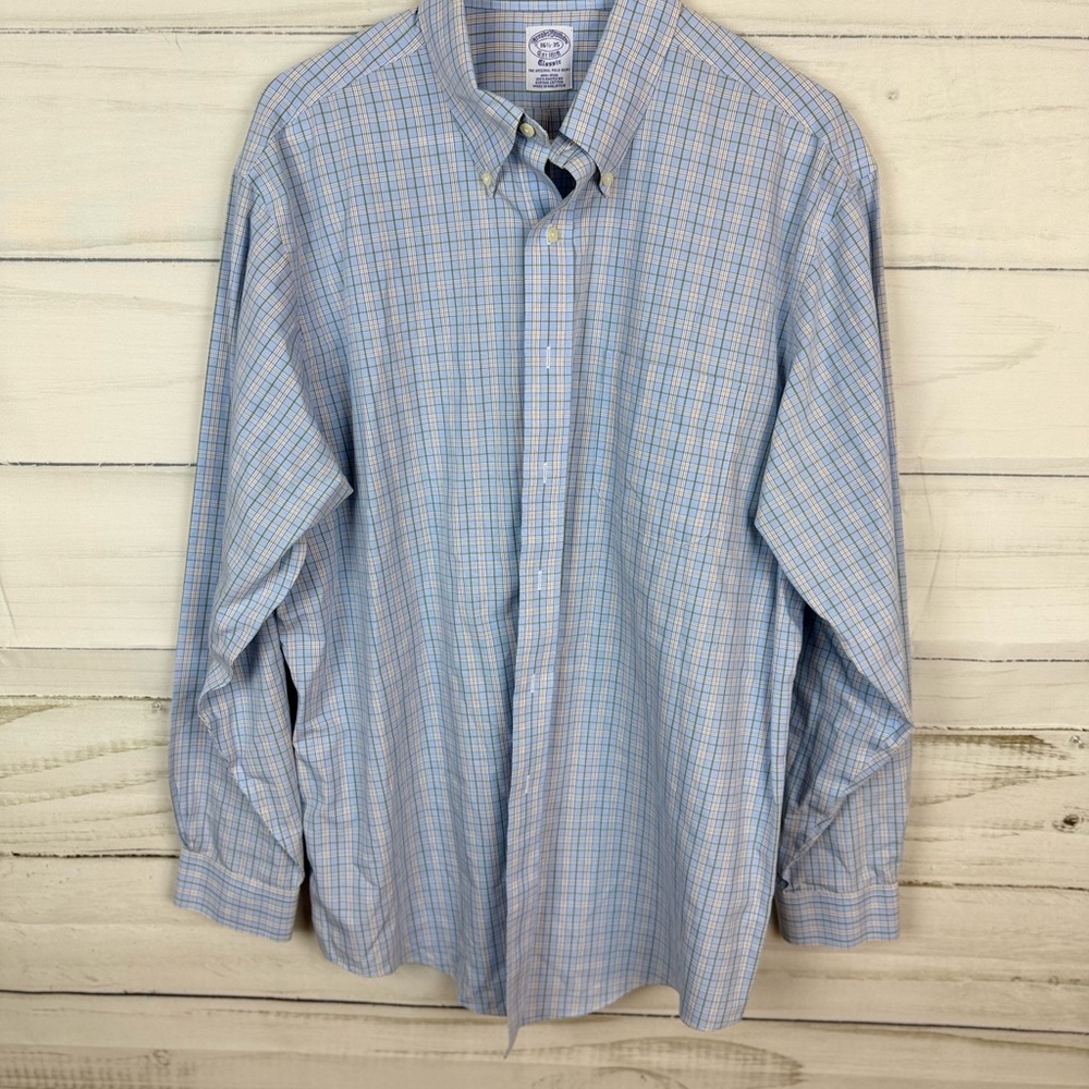 Brooks Brothers Light Blue Plaid Button Down Shirt